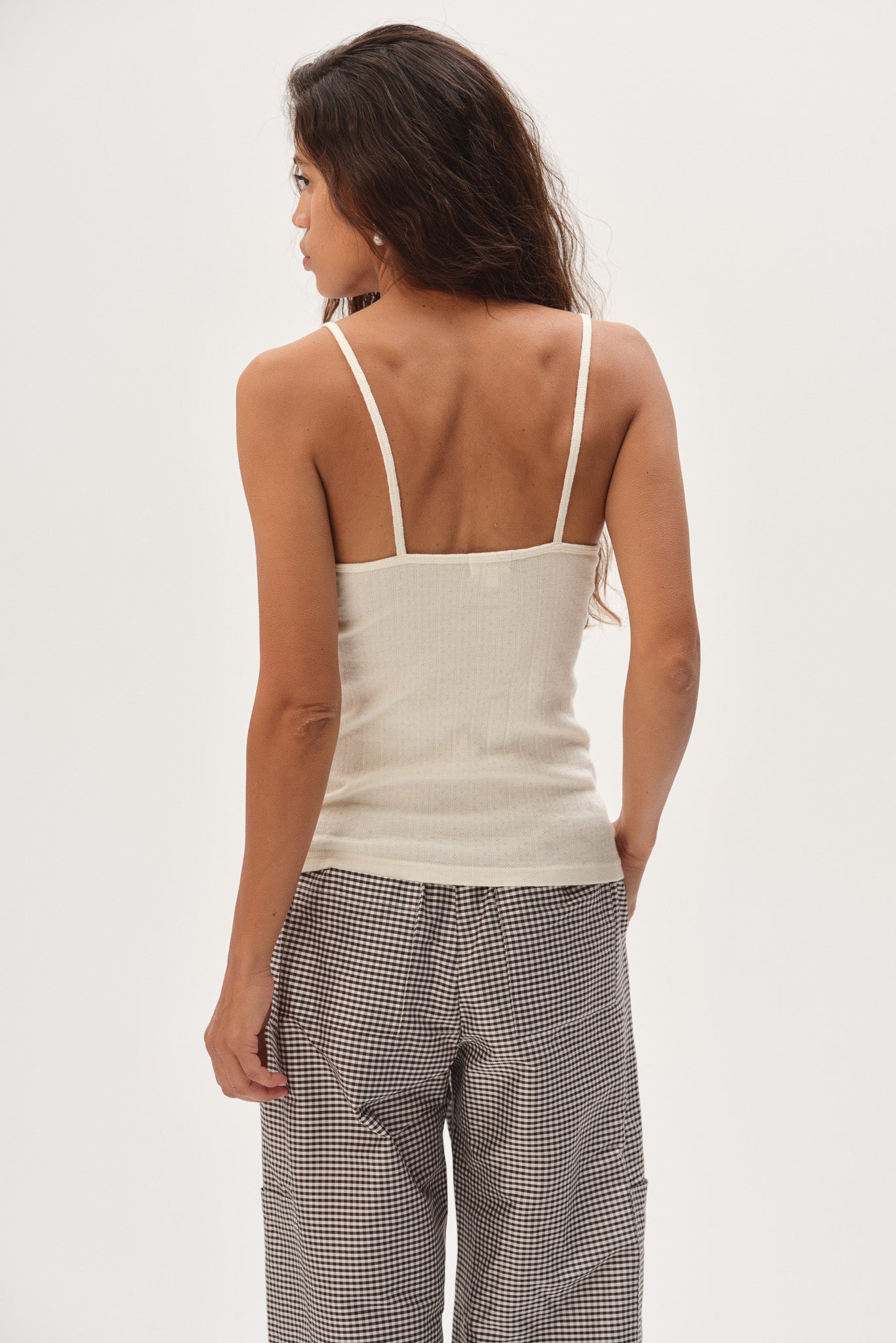 Women Creme Pointelle Cami Tank