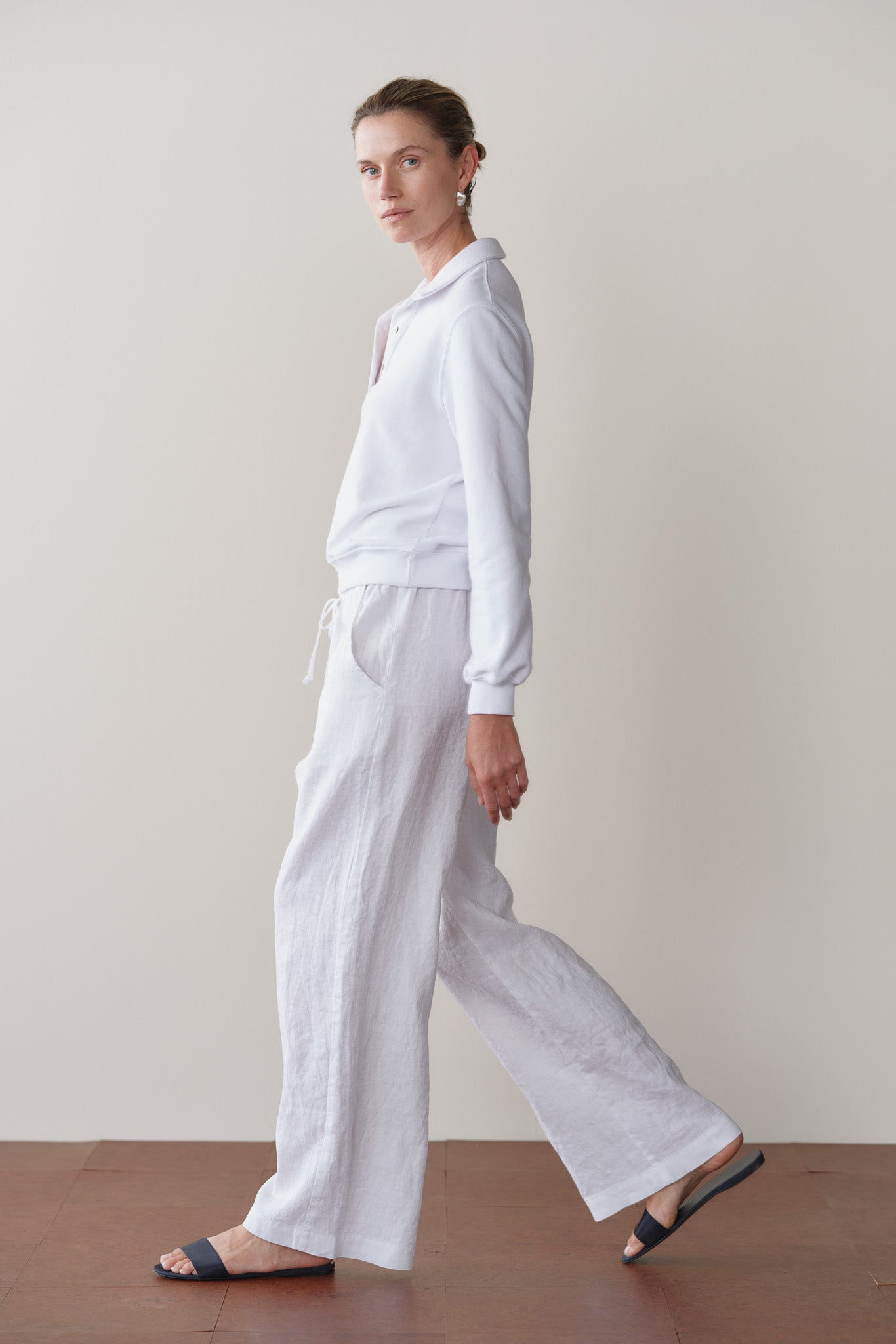 Women Powder Linen Drawstring Pant