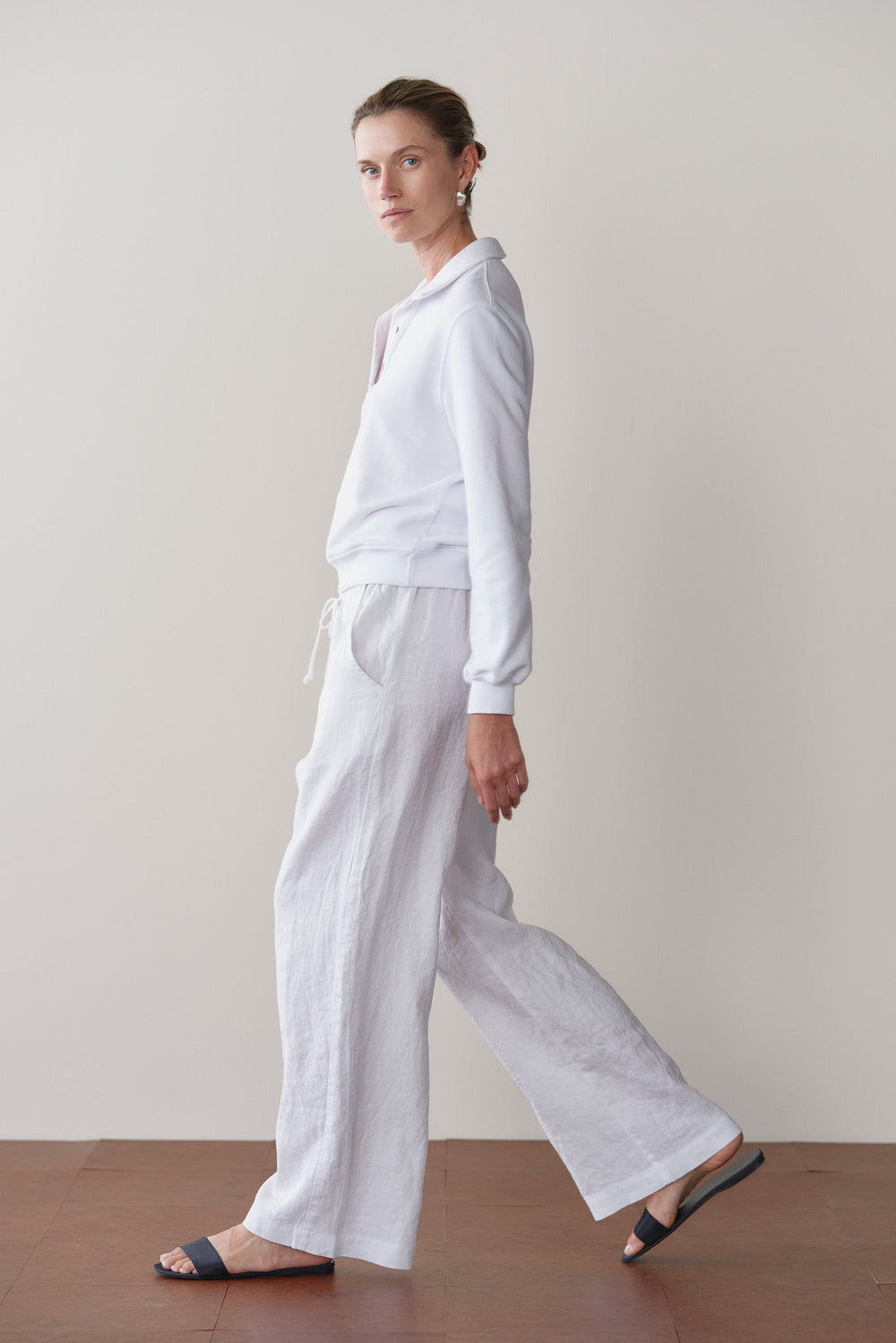 Women Powder Linen Drawstring Pant