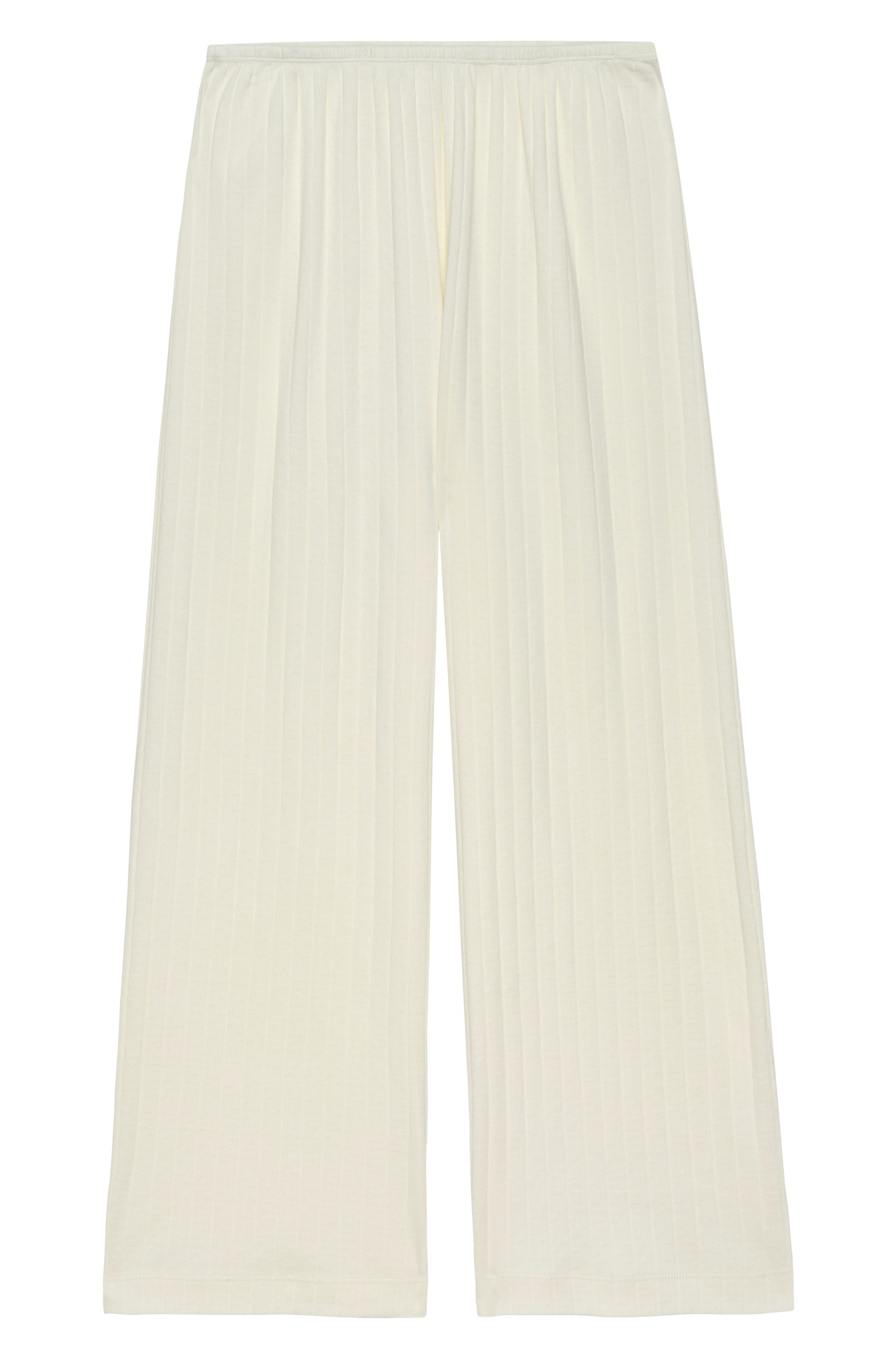 Women Creme Pointelle Simple Crop Pant