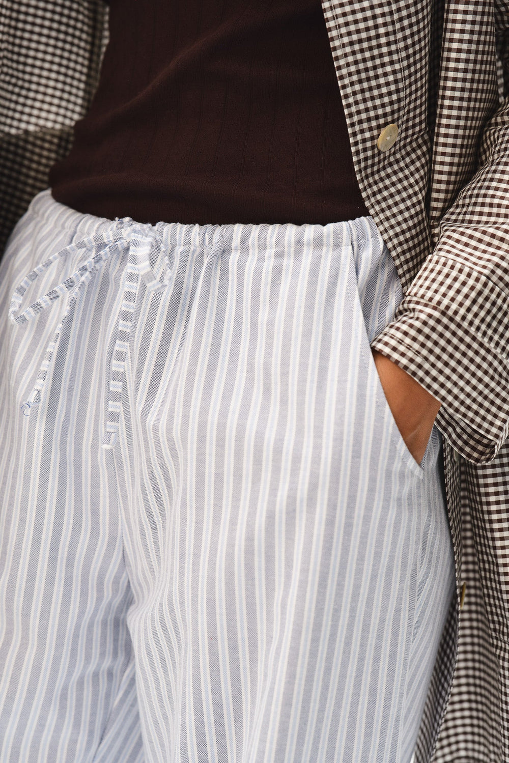 Women The Oxford Stripe Drawstring Pant