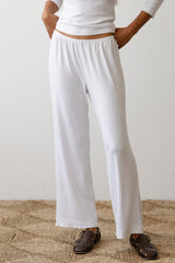 Women Powder Baby Rib Scallop Pant