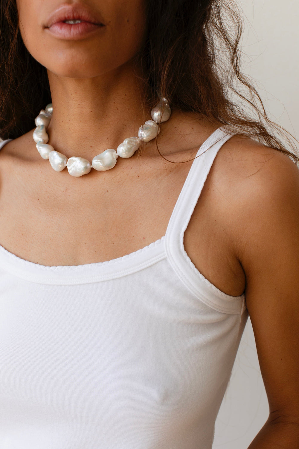 Women Powder Baby Rib Scallop Tank