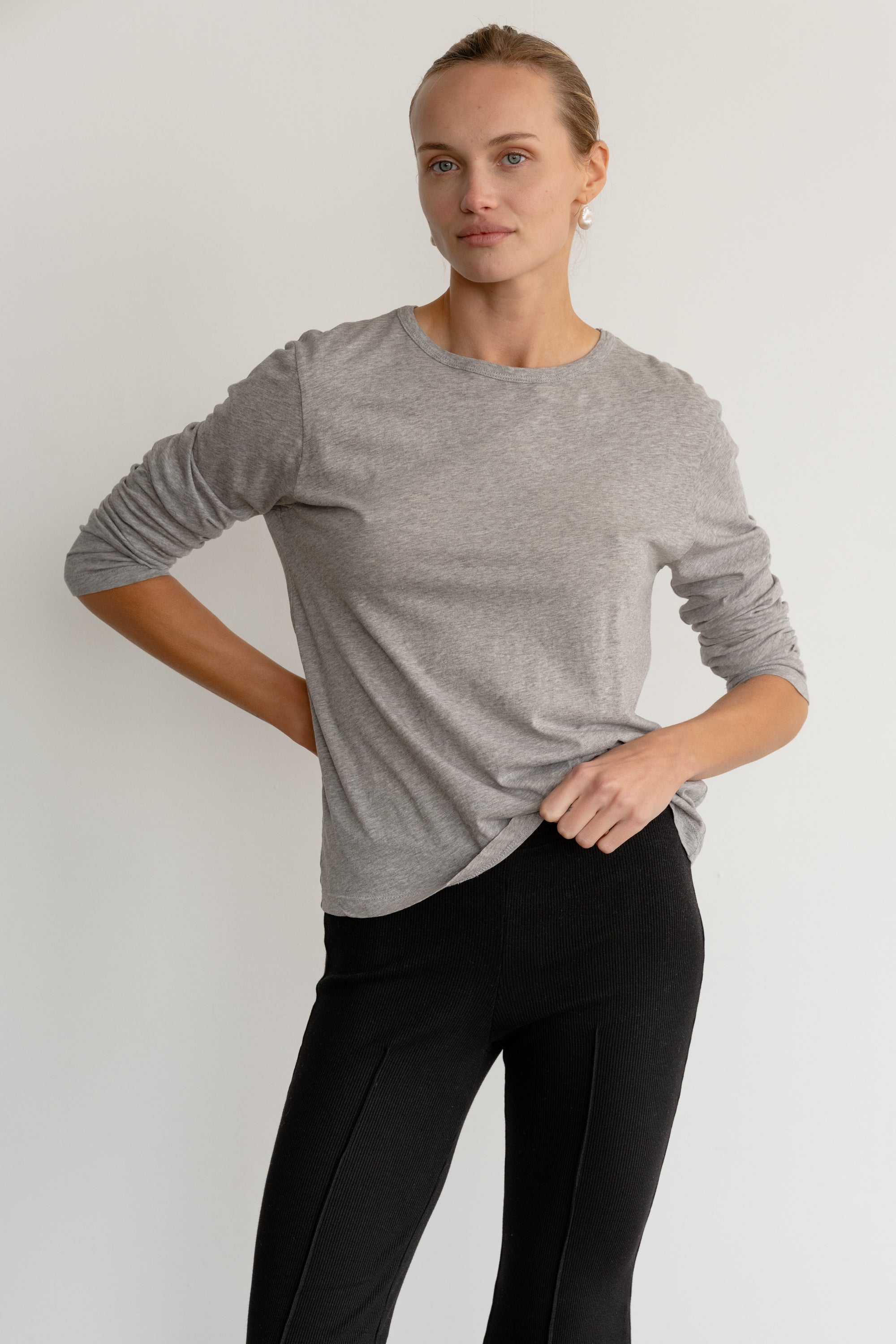 Women Heather Grey Jersey Long Sleeve