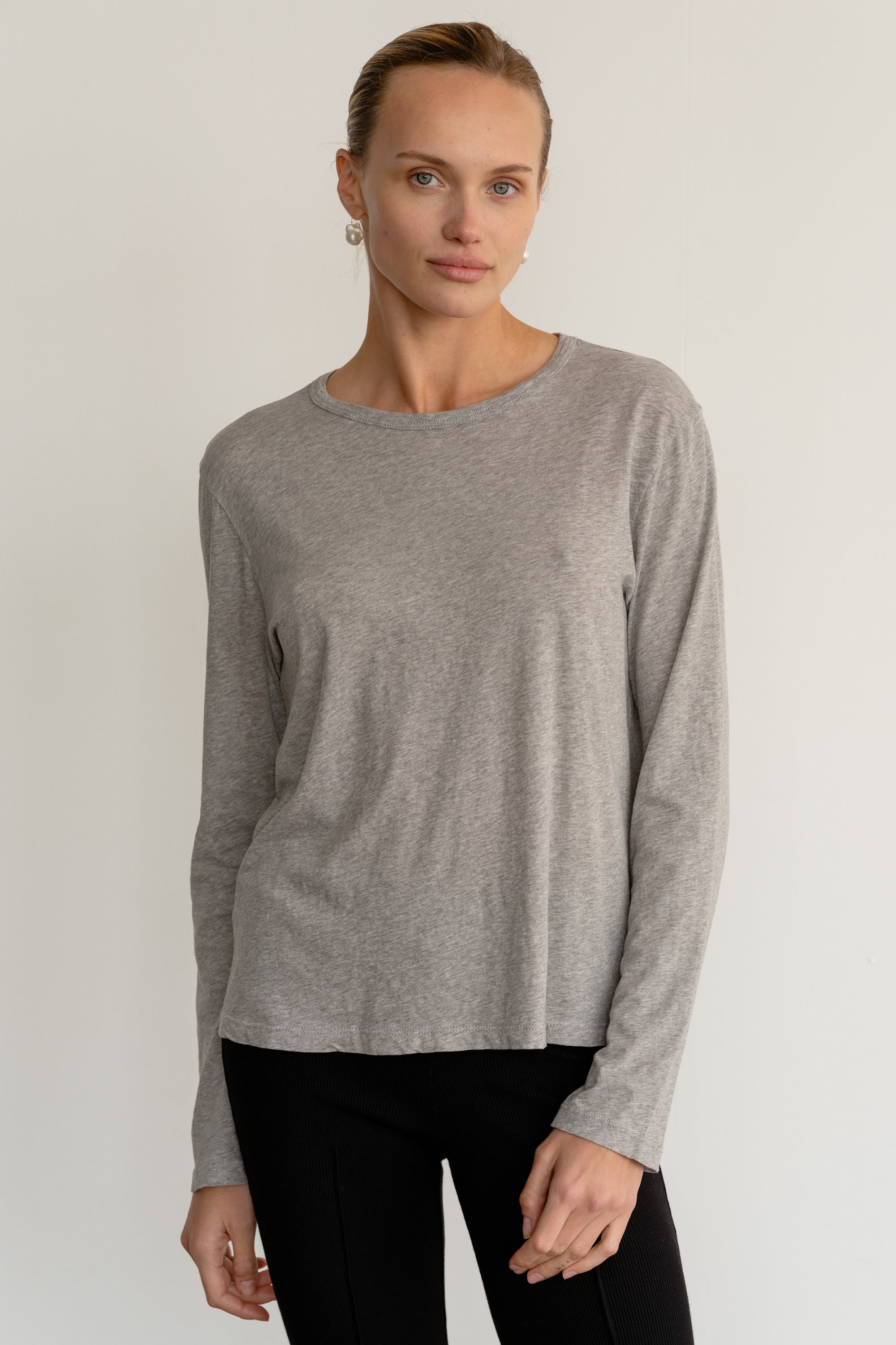 Women Heather Grey Jersey Long Sleeve