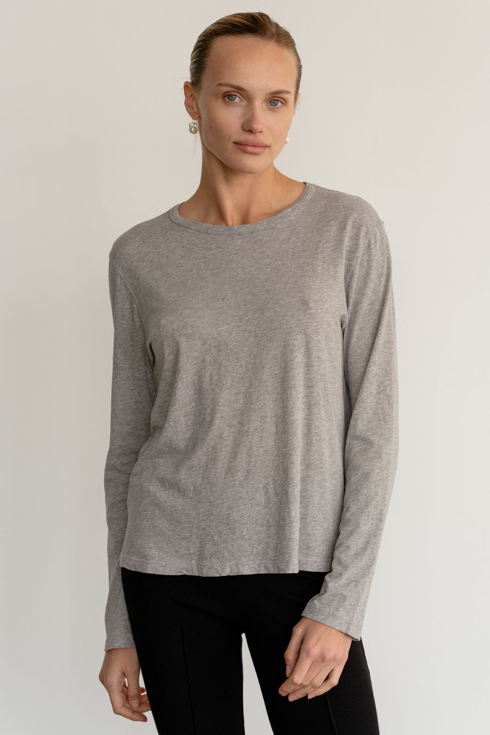 Women Heather Grey Jersey Long Sleeve