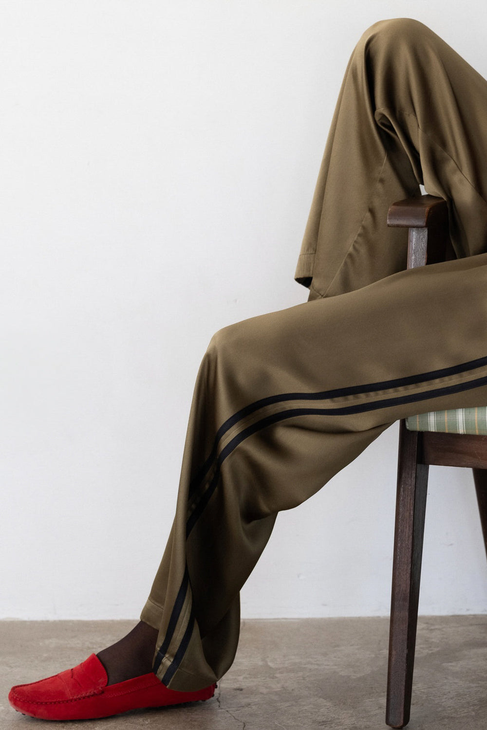 Women The Silk Stripe Simple Pant