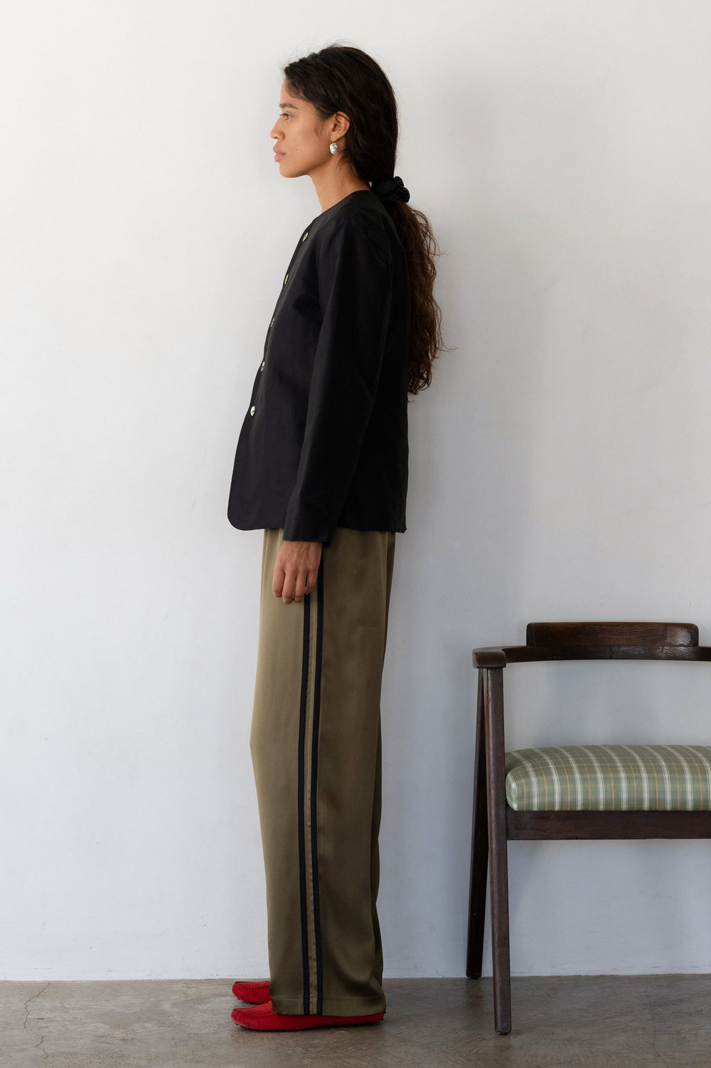 Women The Silk Stripe Simple Pant