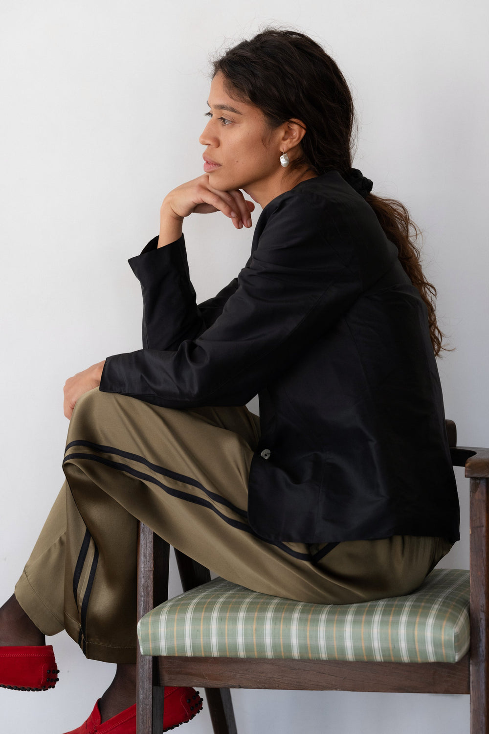 Women The Silk Stripe Simple Pant