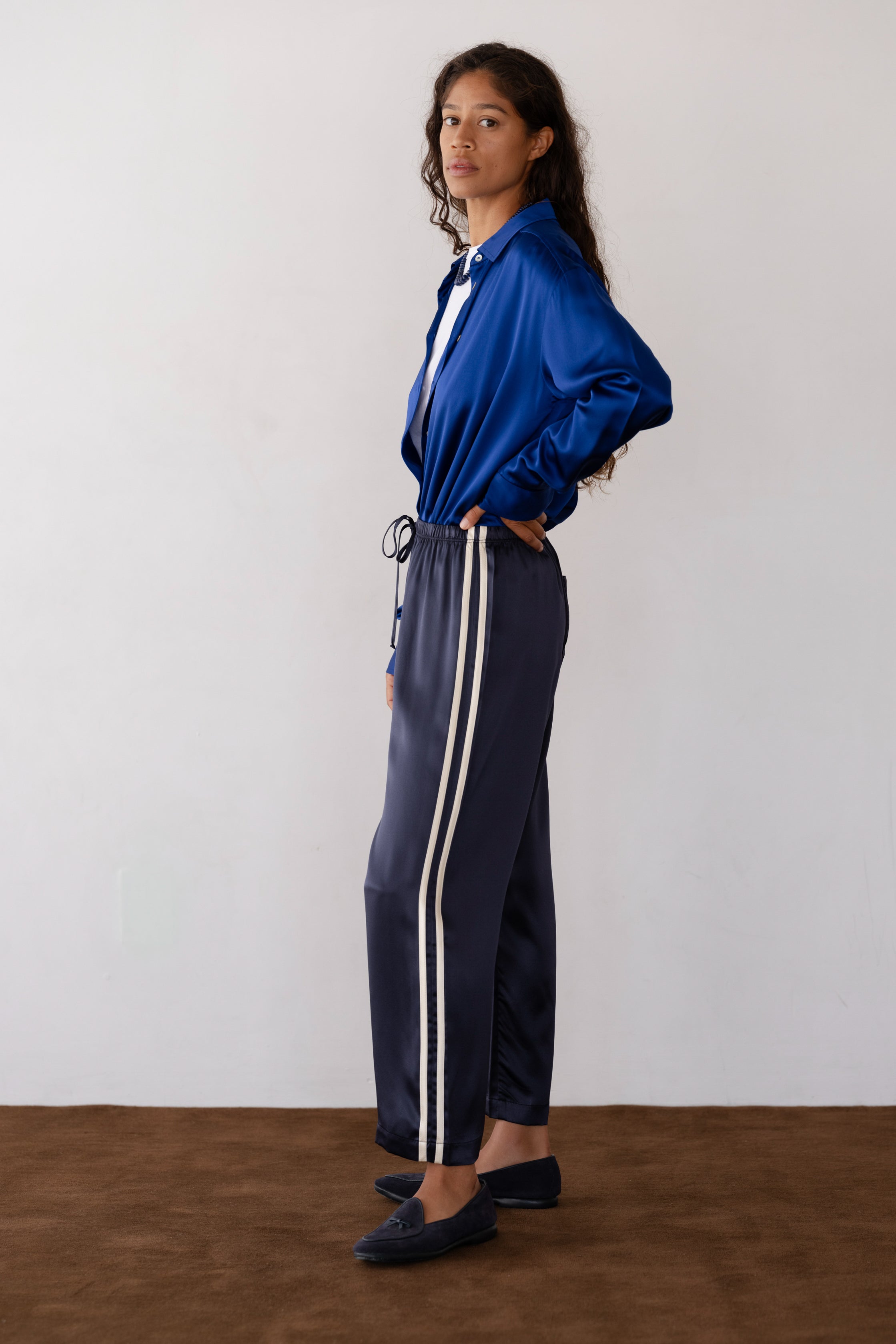 Women The Silk Stripe Crop Pant