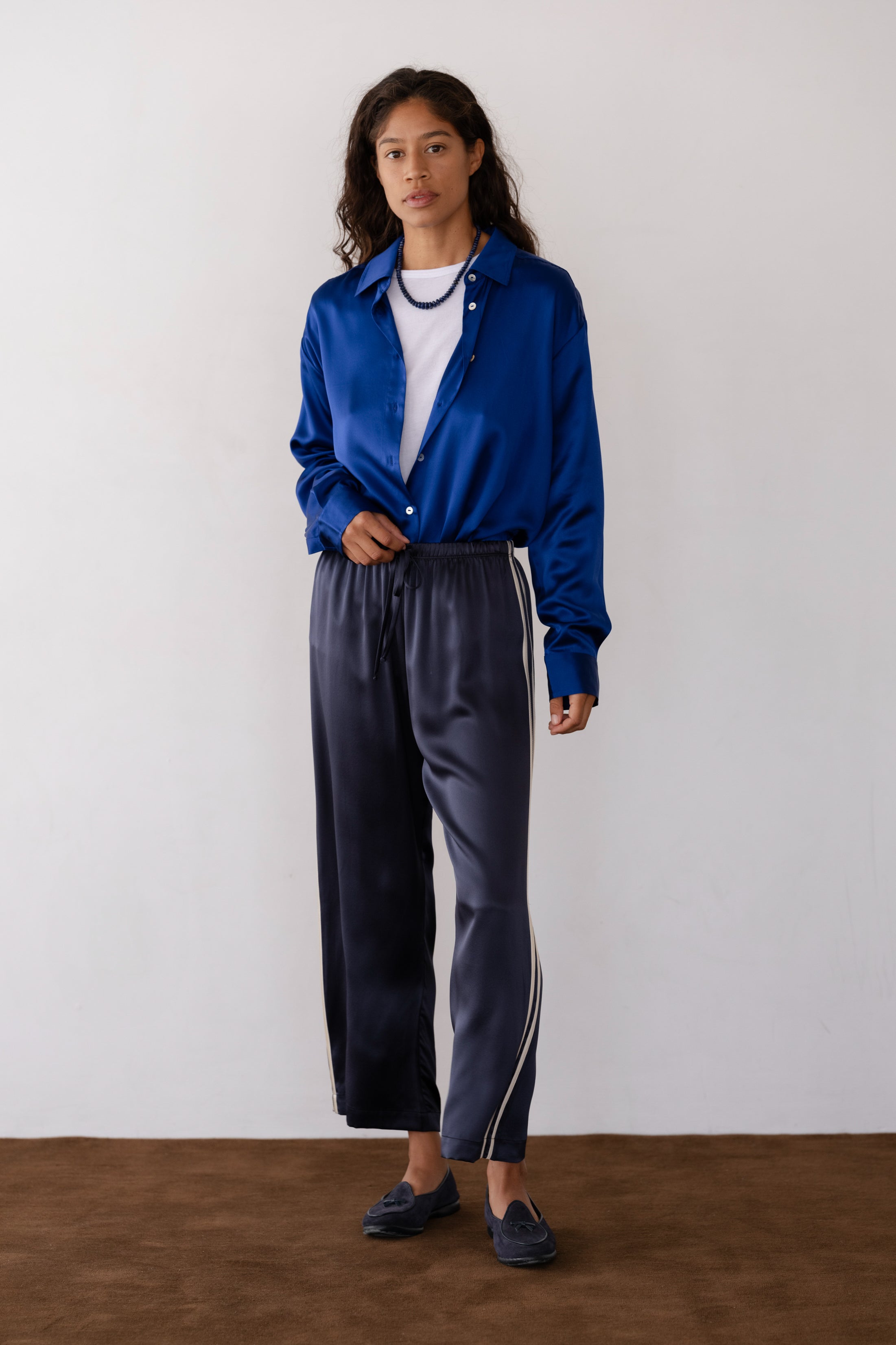 Women The Silk Stripe Crop Pant