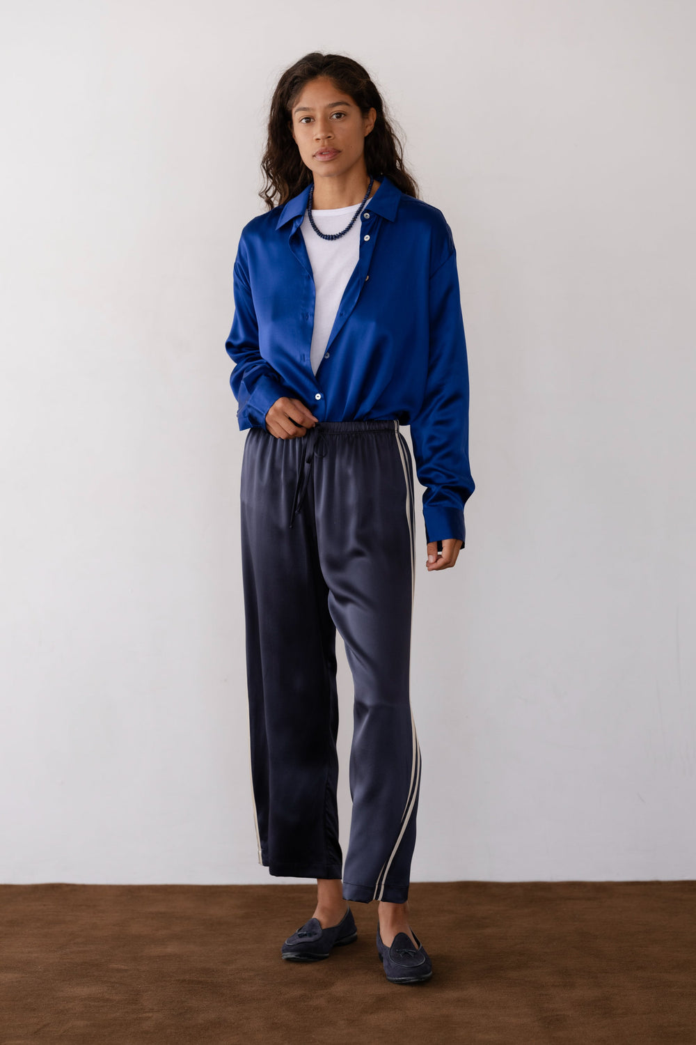 Women The Silk Stripe Crop Pant