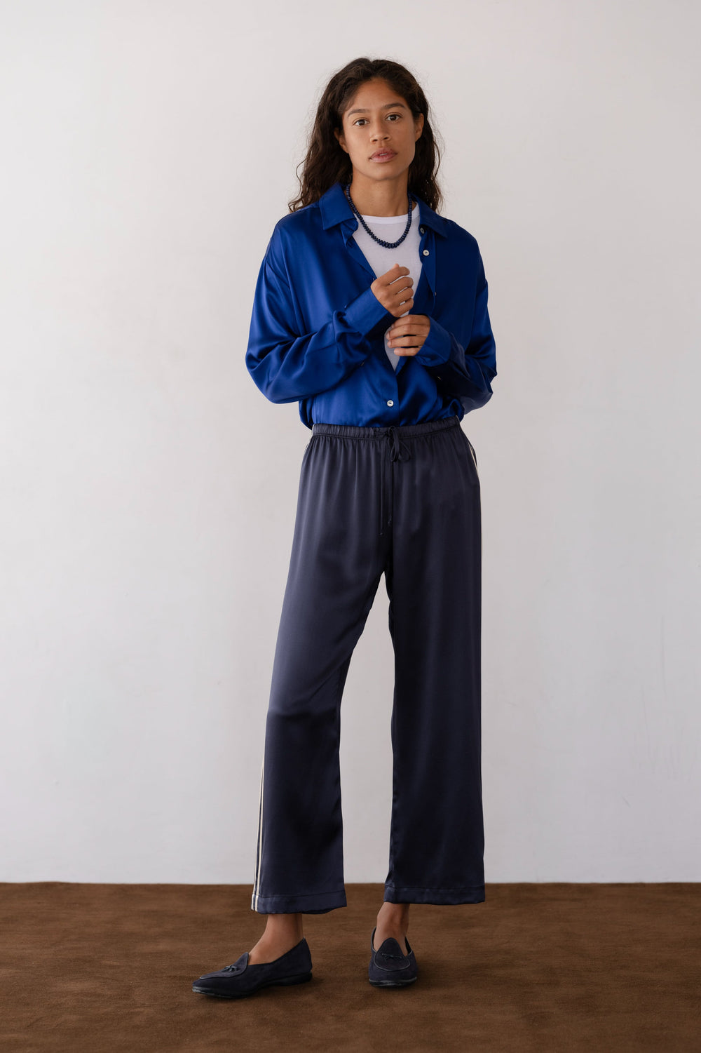Women The Silk Stripe Crop Pant