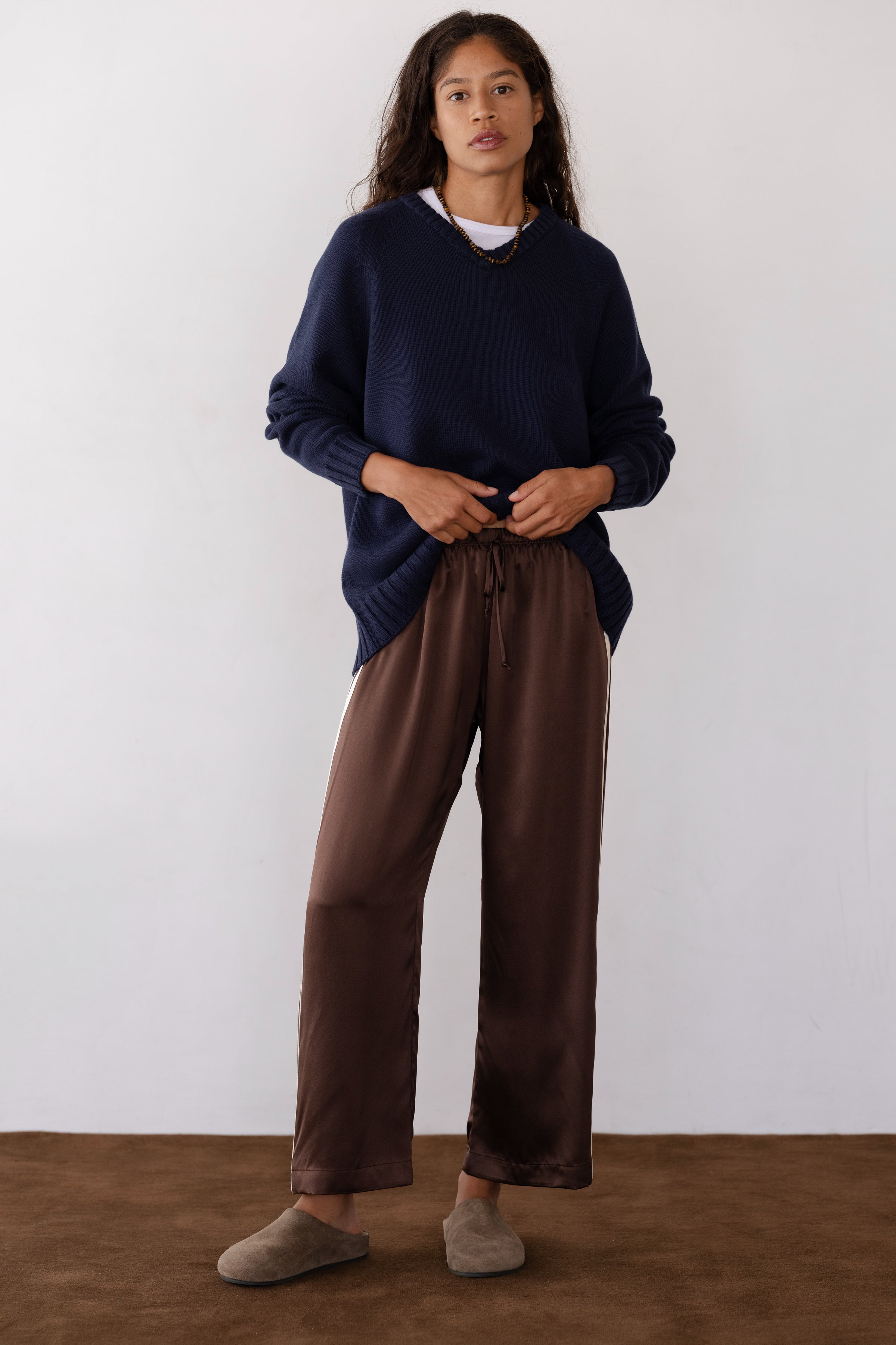 Women The Silk Stripe Crop Pant