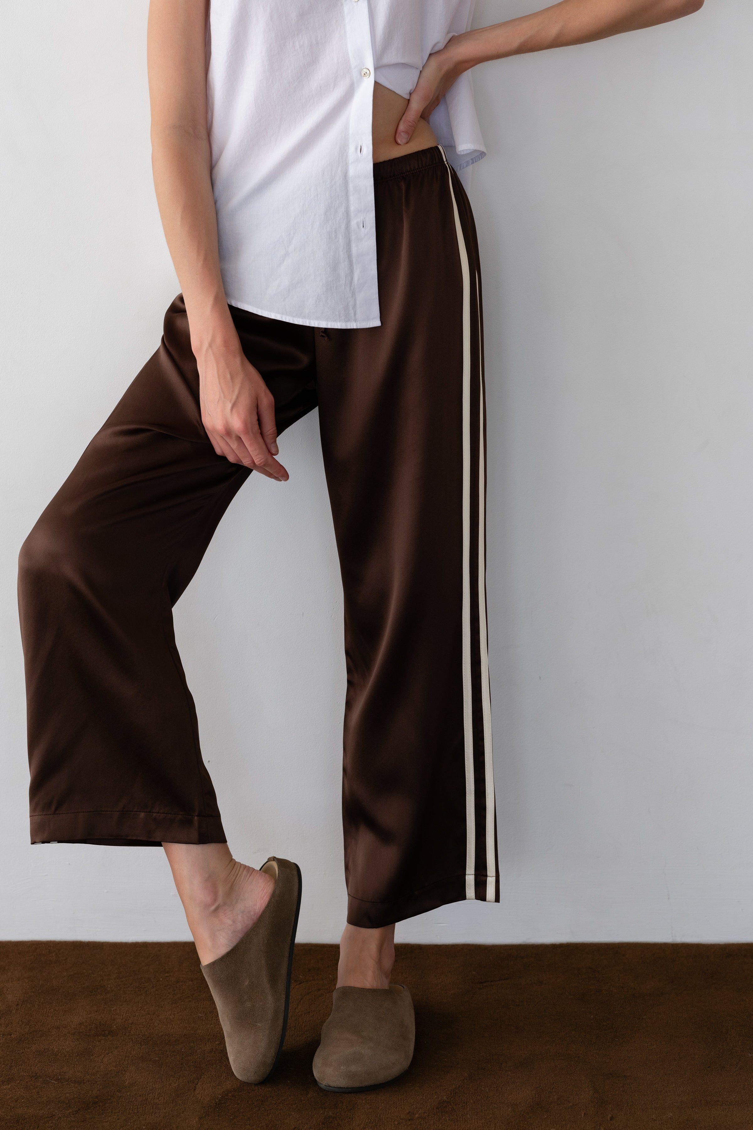 Women The Silk Stripe Crop Pant