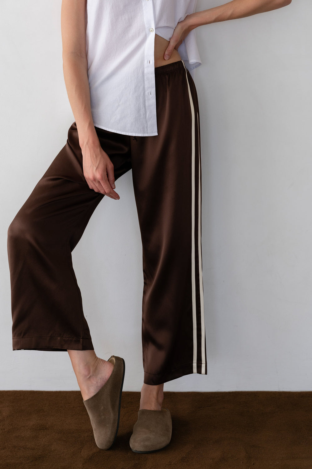 Women The Silk Stripe Crop Pant