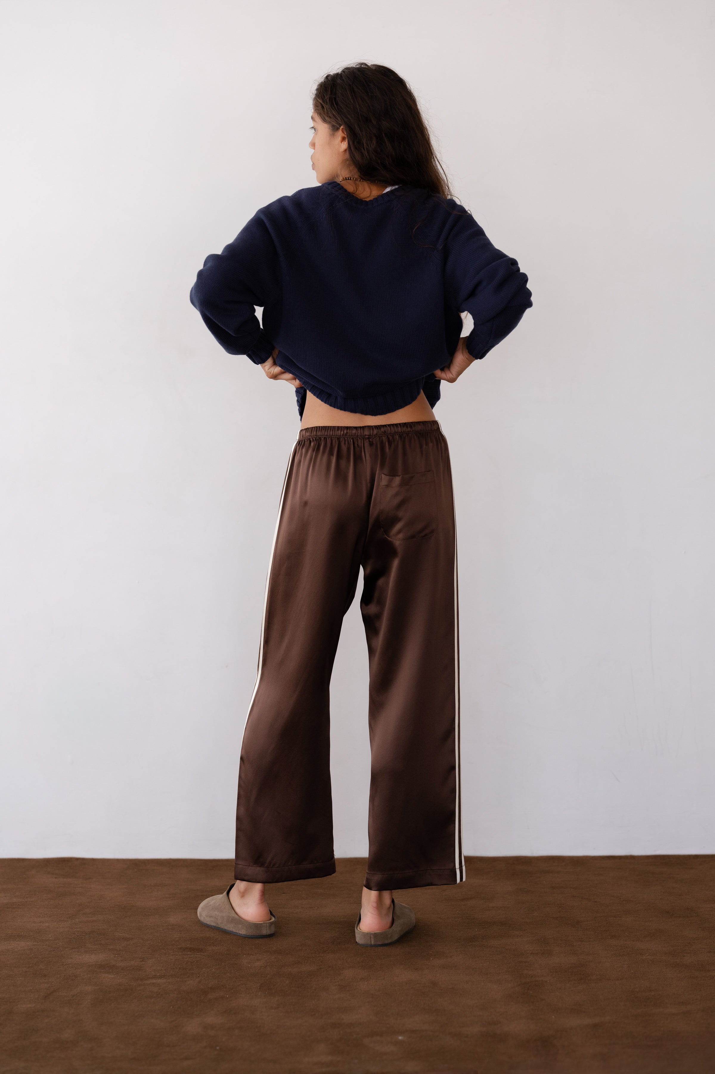 Women The Silk Stripe Crop Pant