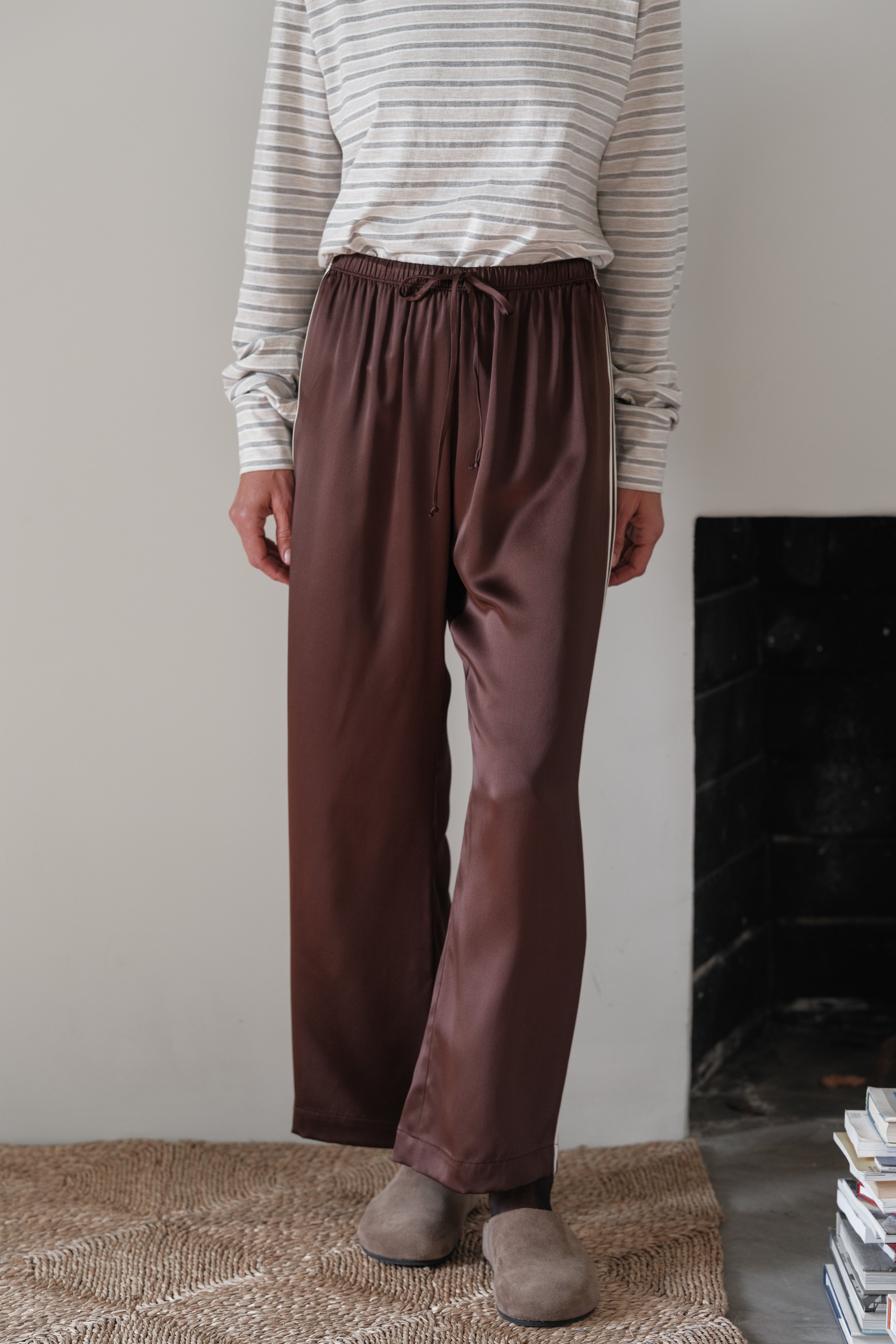 Women The Silk Stripe Crop Pant