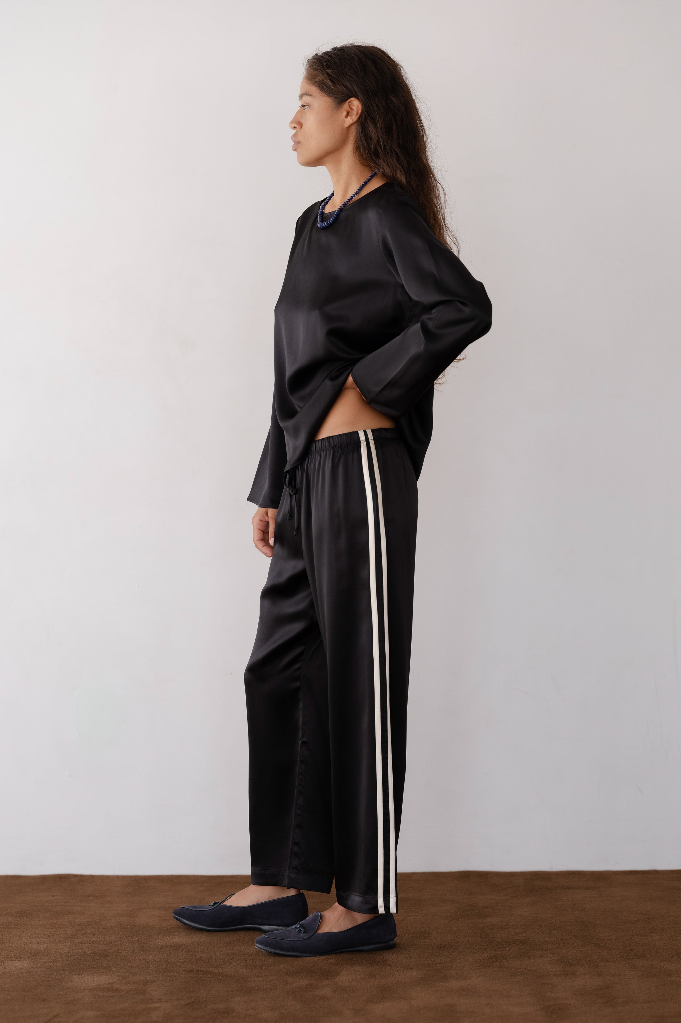 Women The Silk Stripe Crop Pant