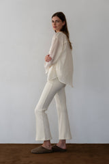 Women Creme Rib Kick Flare