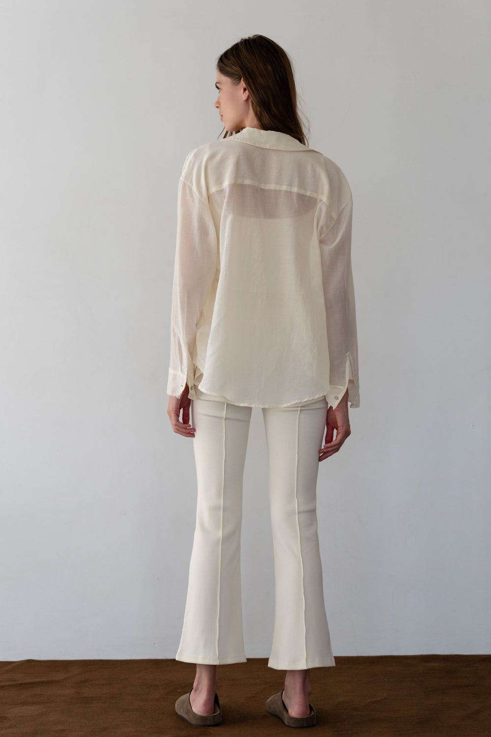 Women Creme Rib Kick Flare