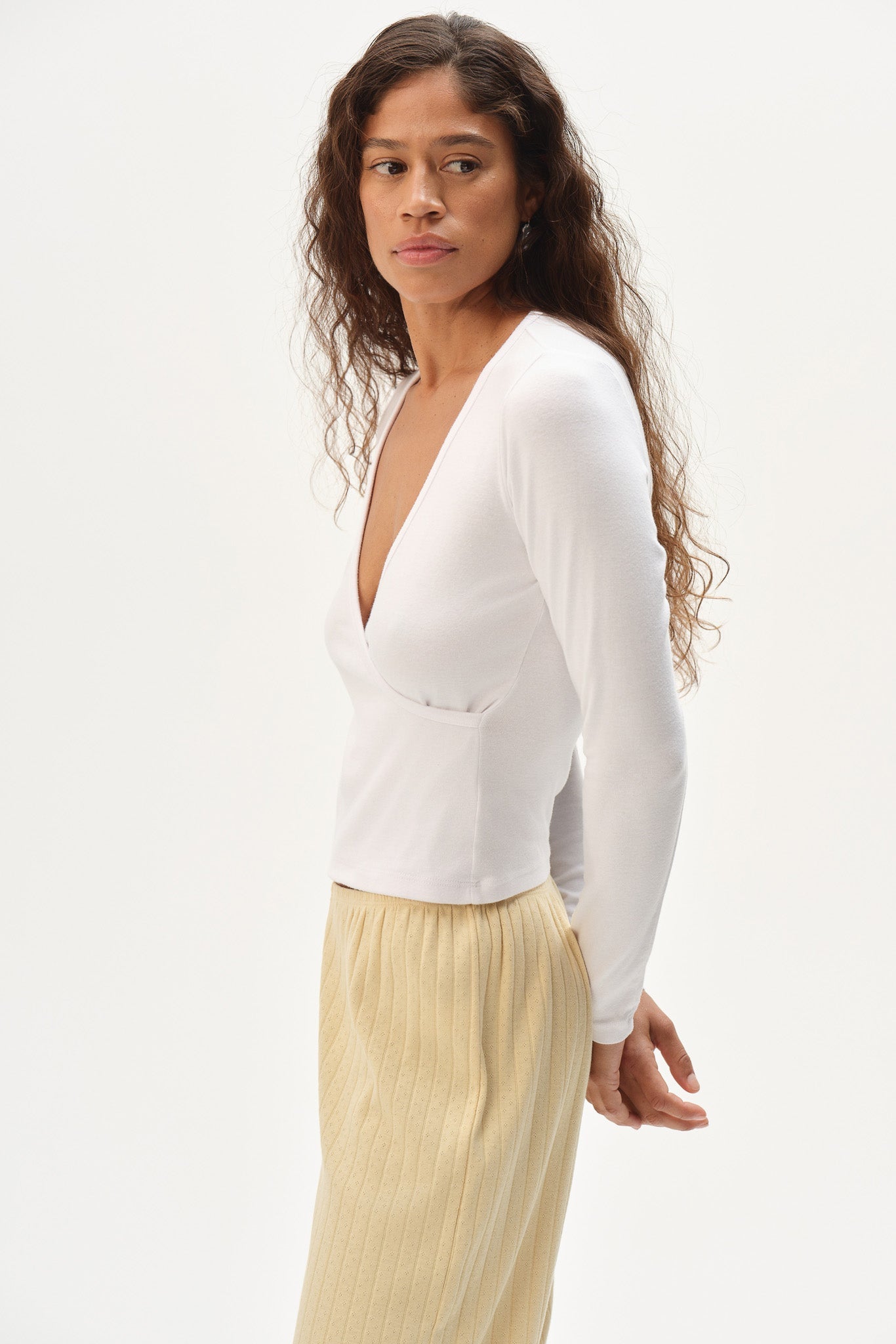 Women The Baby Rib Criss Cross Long Sleeve