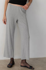 Women Heather Grey Baby Rib Scallop Pant