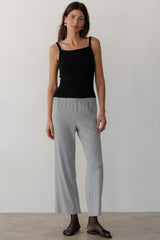 Women Heather Grey Baby Rib Scallop Pant
