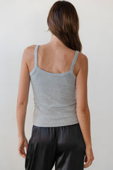 Women Heather Grey Baby Rib Scallop Tank