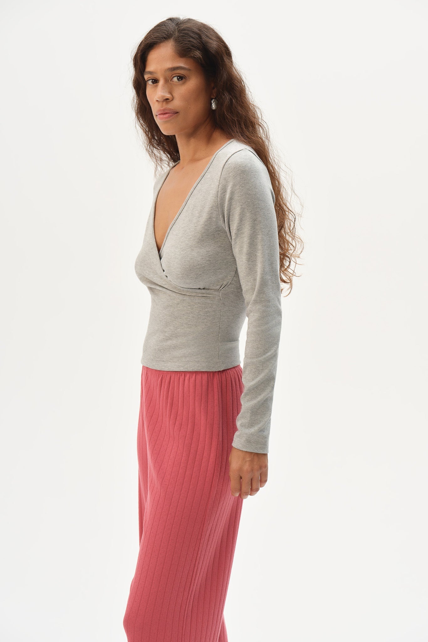Women The Baby Rib Criss Cross Long Sleeve