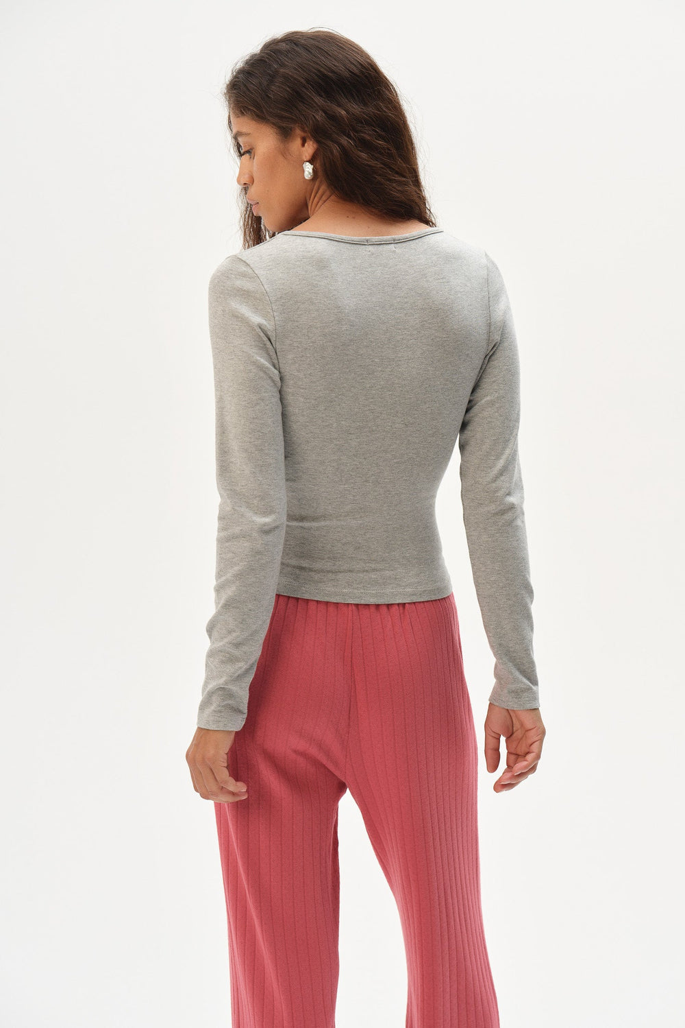 Women The Baby Rib Criss Cross Long Sleeve