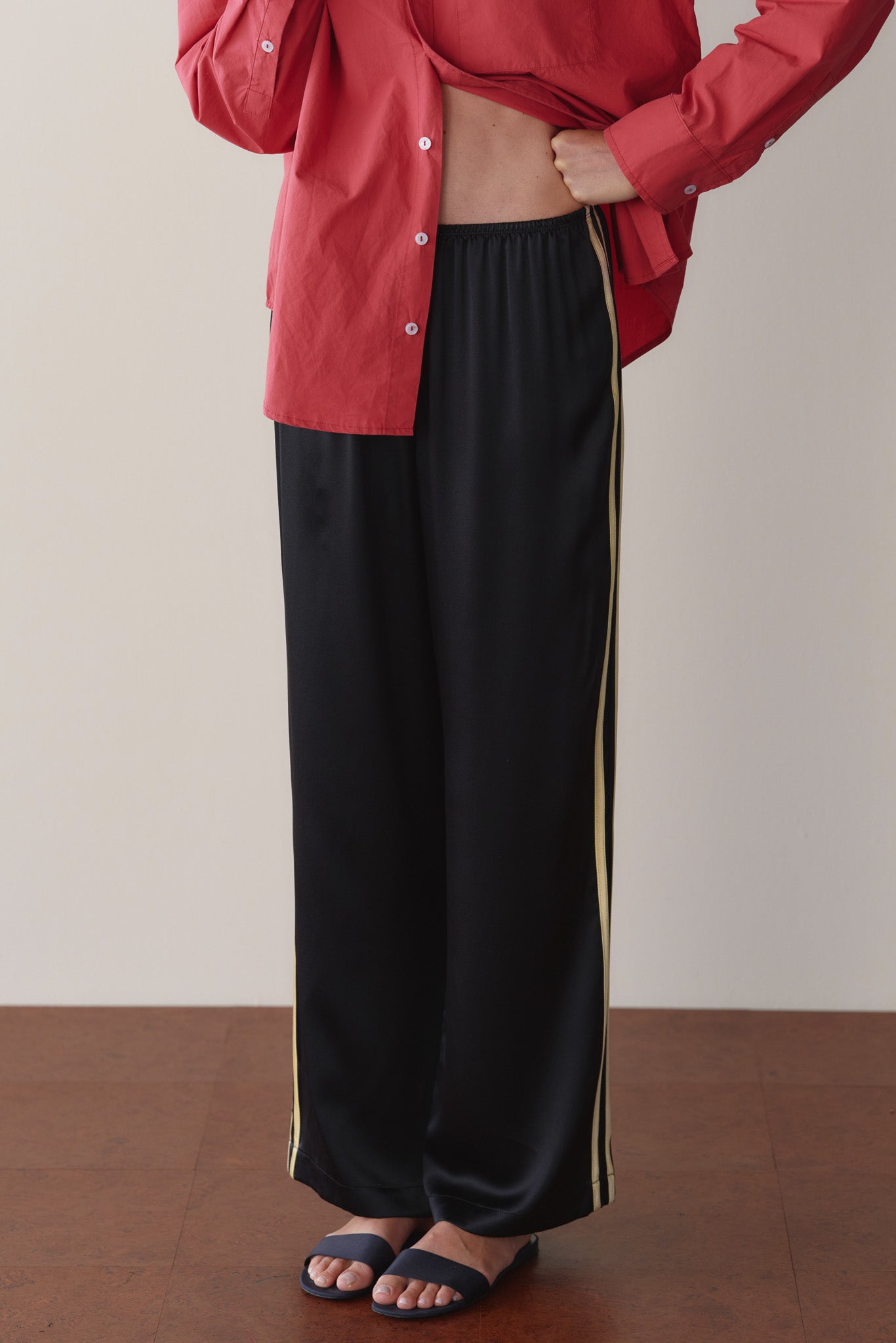 Women The Silk Stripe Simple Pant