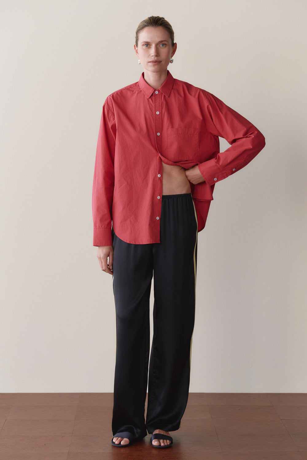 Women The Silk Stripe Simple Pant
