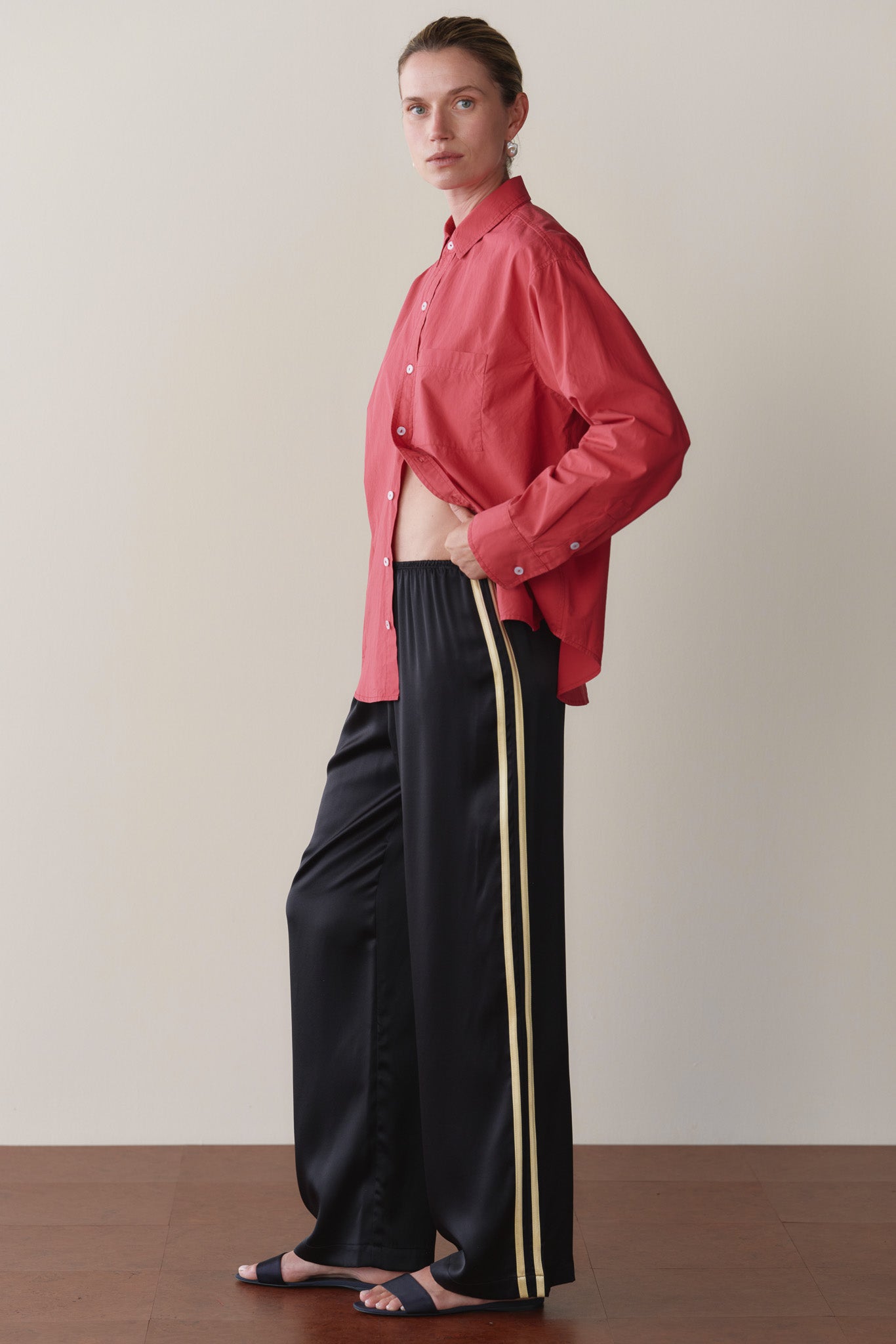 Women The Silk Stripe Simple Pant
