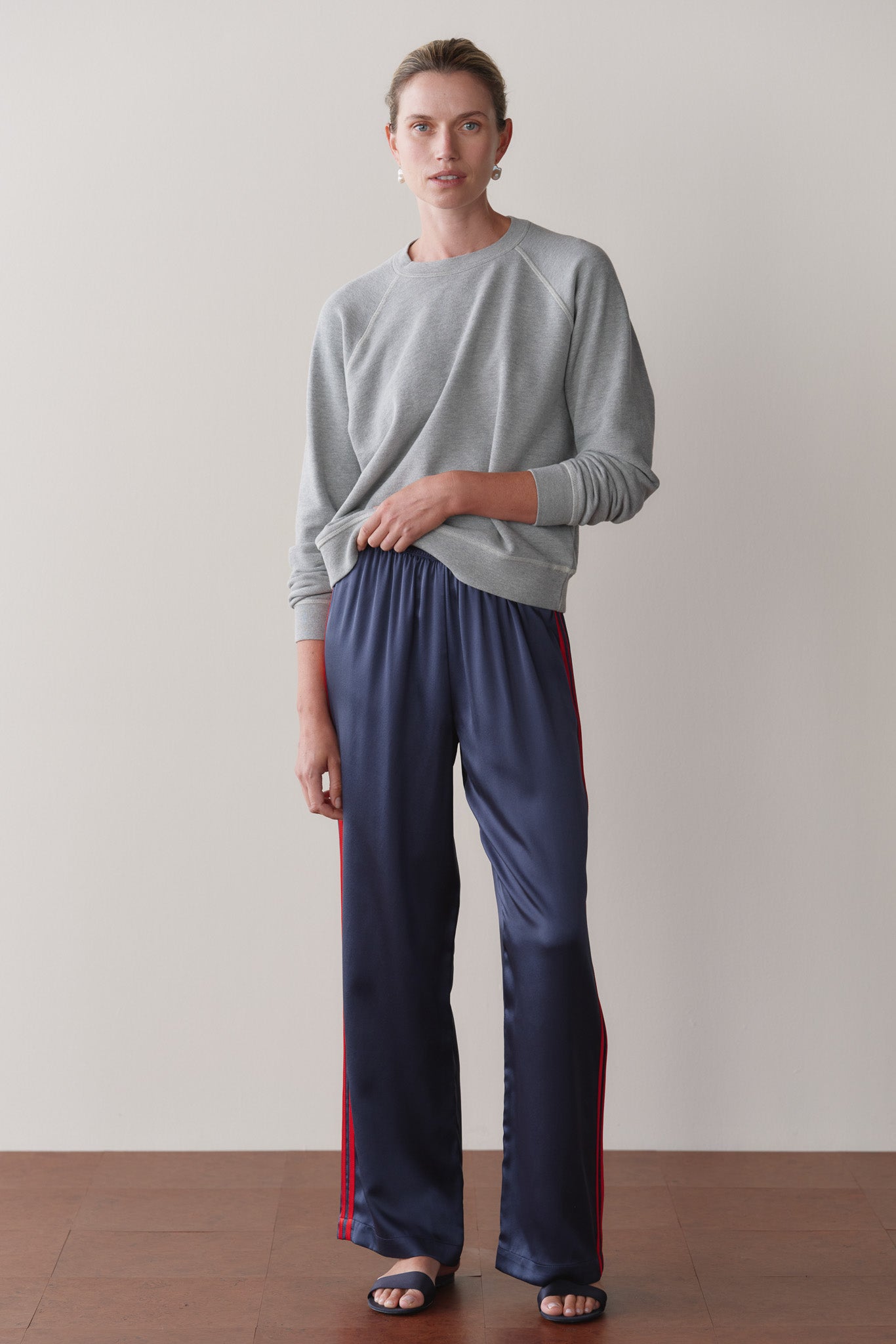 Women The Silk Stripe Simple Pant