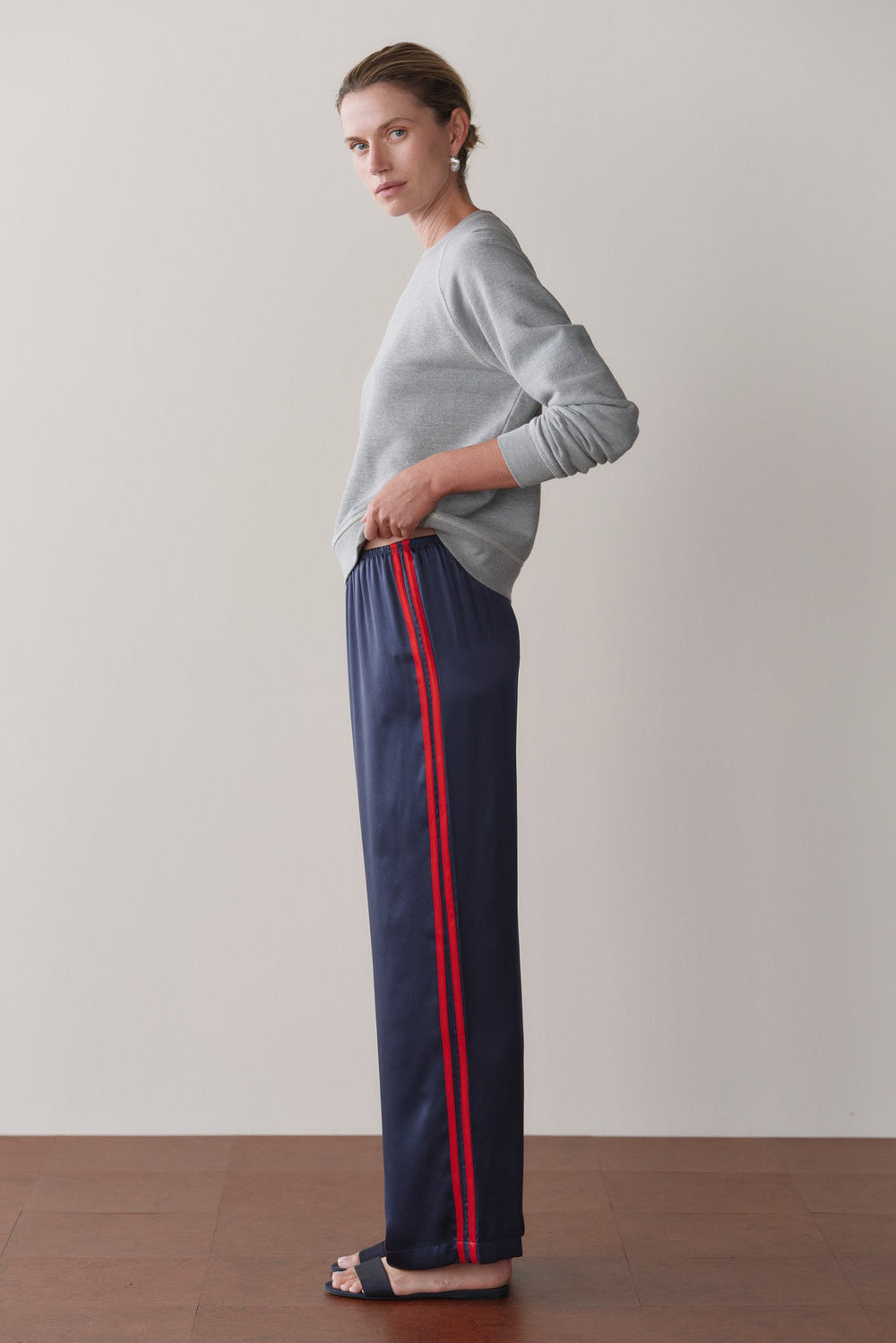 Women The Silk Stripe Simple Pant