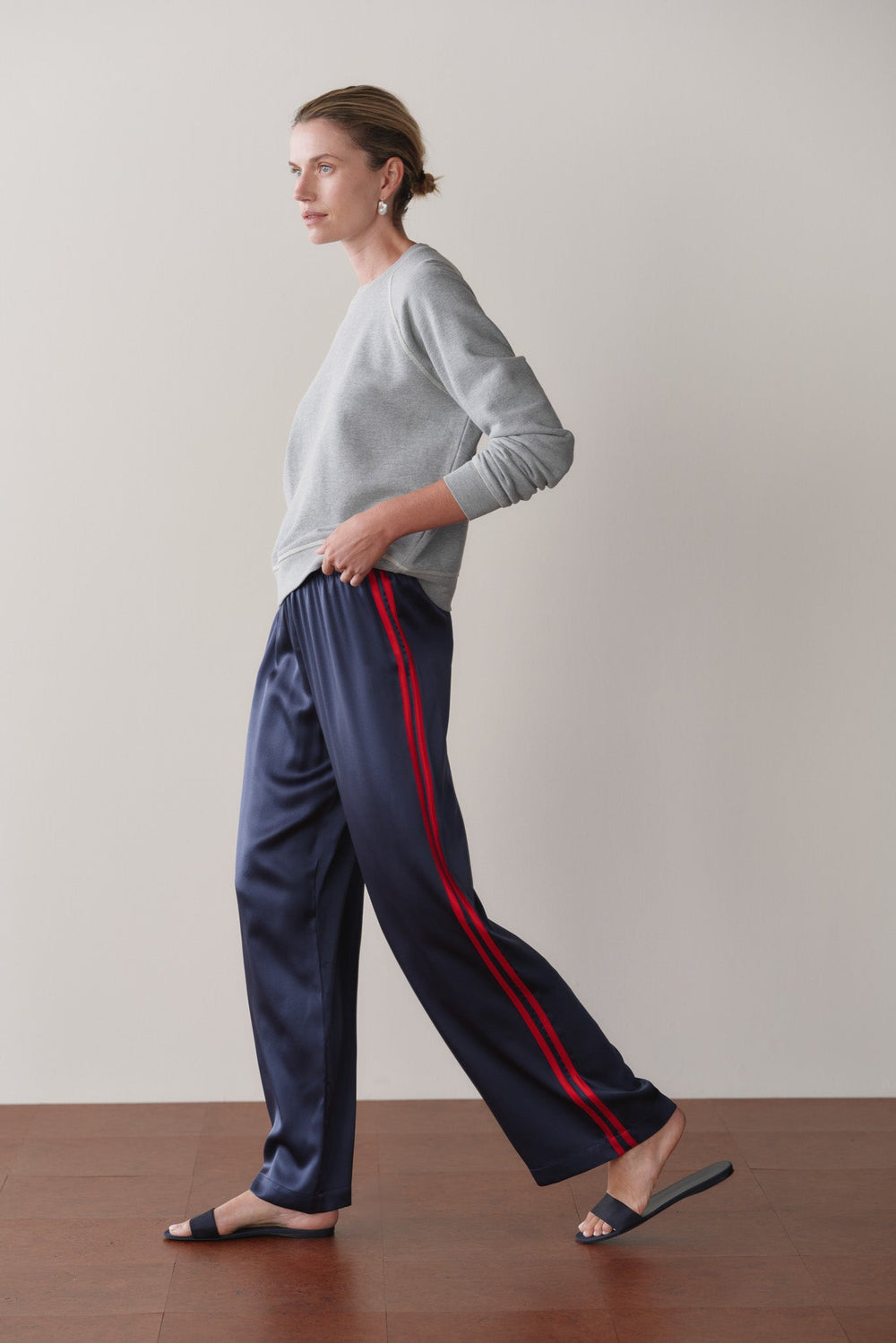 Women The Silk Stripe Simple Pant