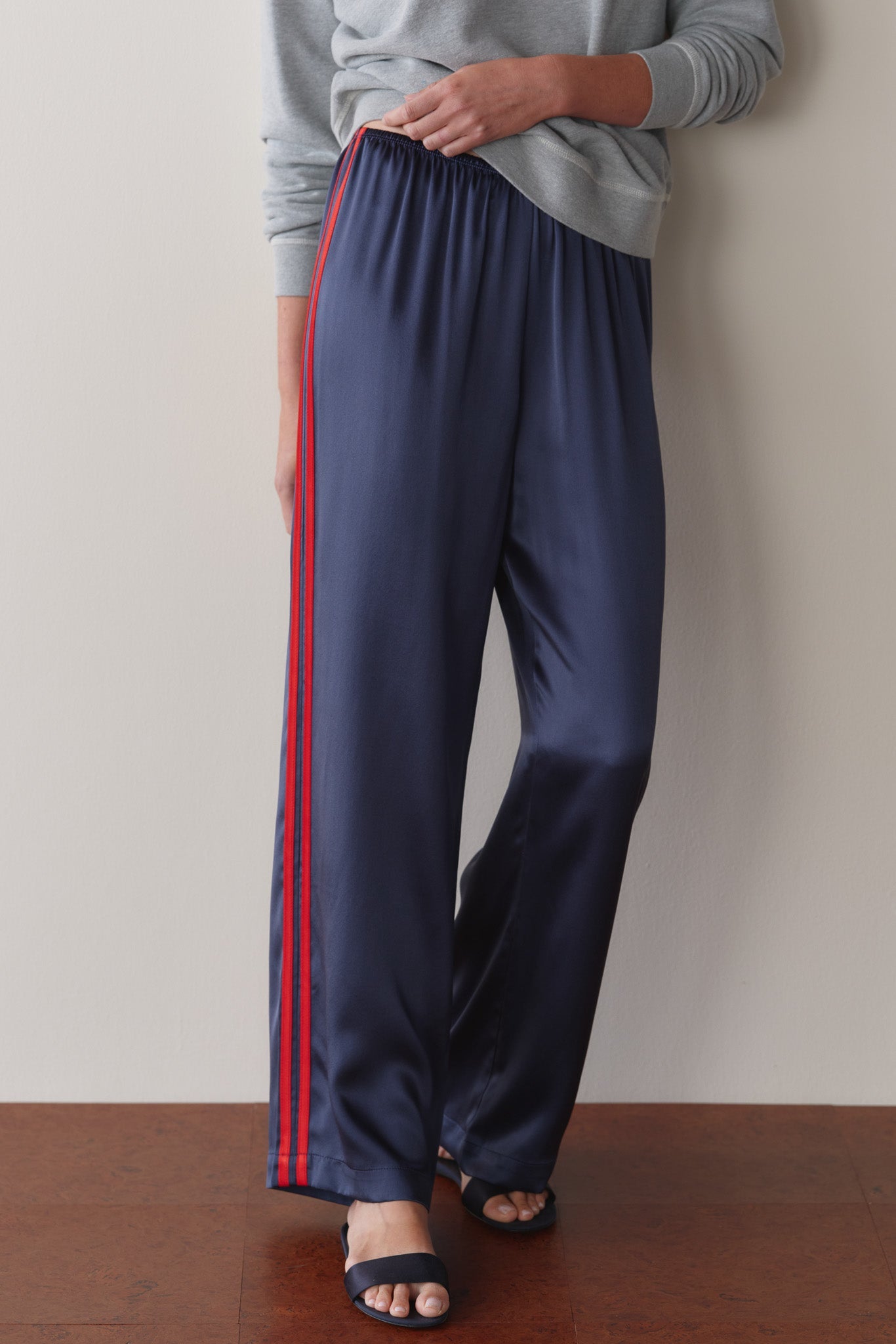 Women The Silk Stripe Simple Pant